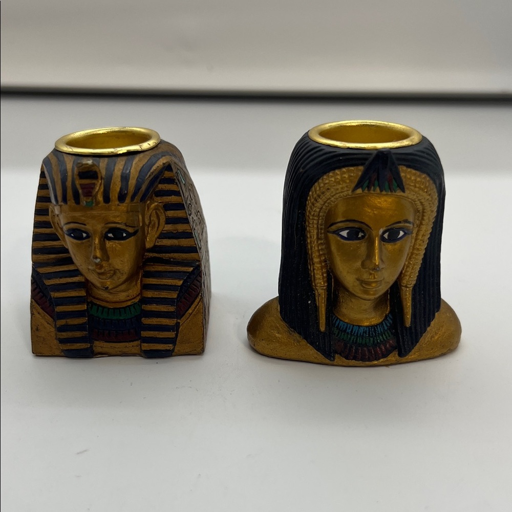Vintage Egyptian Pharaoh and Queen Candle Holders